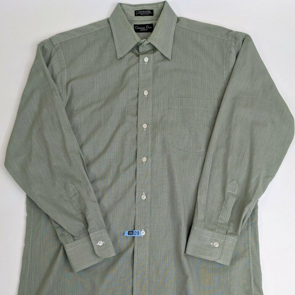 Christian Dior Monsieur Mens LS Button Front Olive